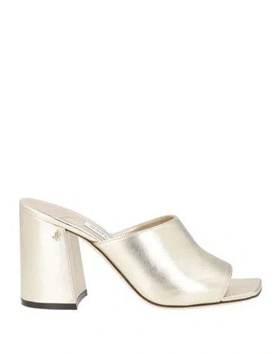 Jimmy Choo Woman Sandals Platinum Size 7 Leather In Neutral