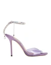 JIMMY CHOO JIMMY CHOO WOMAN SANDALS PURPLE SIZE 8 PLASTIC, TEXTILE FIBERS