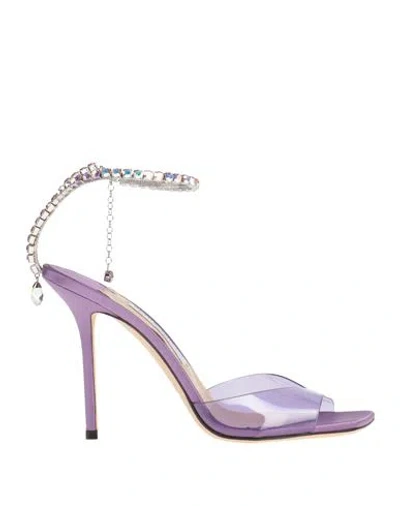 Jimmy Choo Woman Sandals Purple Size 8 Plastic, Textile Fibers