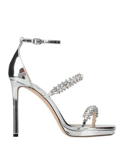 Jimmy Choo Woman Sandals Silver Size 8 Leather