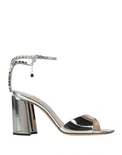 Jimmy Choo Woman Sandals Silver Size 7 Leather