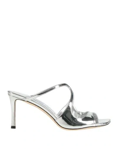 Jimmy Choo Woman Sandals Silver Size 7.5 Leather