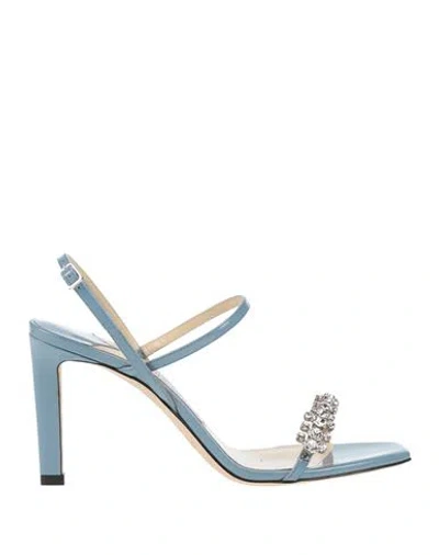 Jimmy Choo Woman Sandals Sky Blue Size 7 Leather In Multicolor