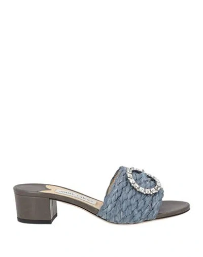 Jimmy Choo Woman Sandals Slate Blue Size 6 Textile Fibers