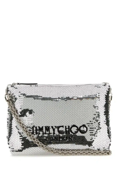 Jimmy Choo Woman Silver Sequins Callie Shoulder Bag
