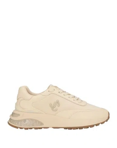 Jimmy Choo Woman Sneakers Beige Size 8 Leather, Textile Fibers In Neutral