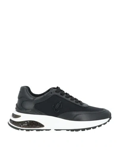 Jimmy Choo Woman Sneakers Black Size 11 Leather, Textile Fibers