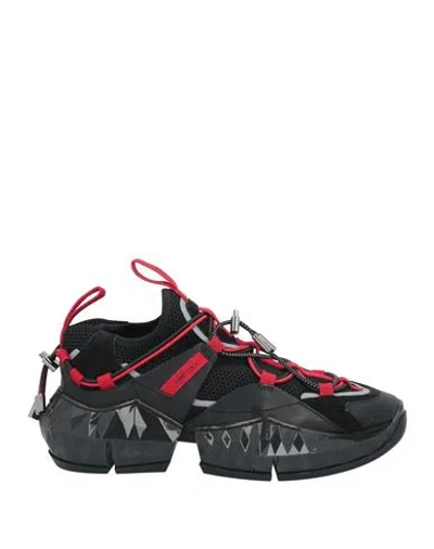 Jimmy Choo Diamond Trail/f Leather & Mesh Sneaker In Black