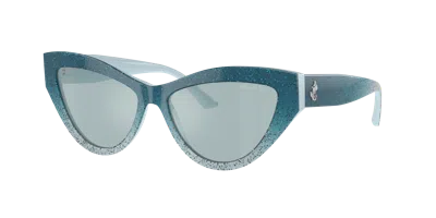 Jimmy Choo Woman Sunglasses Jc5004 In Light Azure Silver Mirror