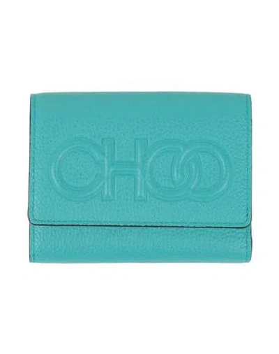 Jimmy Choo Woman Wallet Turquoise Size - Leather In Blue