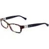 Jimmy Choo Women's 53mm Spotted Havana Blue Opticals In Brown