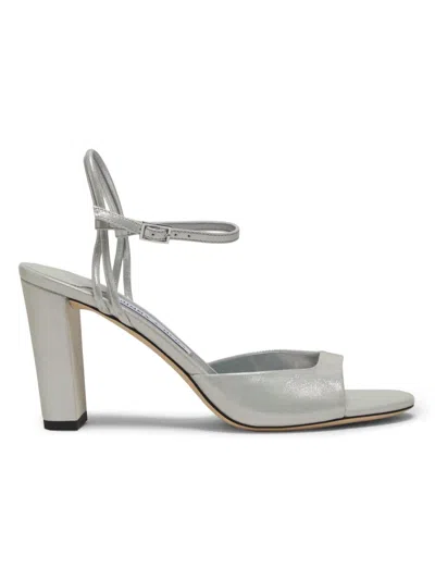 Jimmy Choo Women's Alys 85mm Shimmer Suede Sandals In Silver