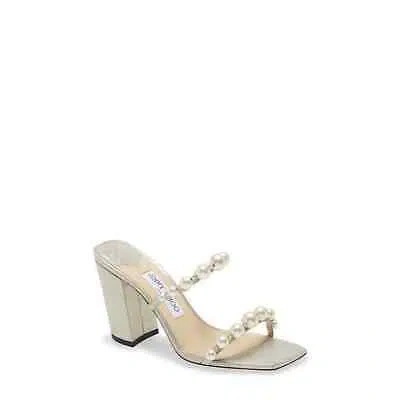 Pre-owned Jimmy Choo Women's Amara Embellished Slide Sandal Champagne/white, Eur 37 Us 7