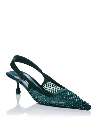 Jimmy Choo Women's Amel 50 Crystal Mesh Wicked Slingbacks - Exclusive In Wicked Green
