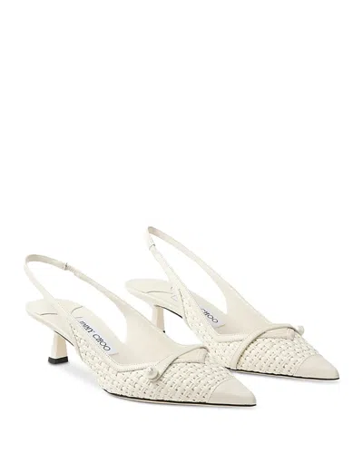 JIMMY CHOO WOMEN'S AMITA 45 RAFFIA SLINGBACK PUMPS