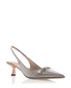 Jimmy Choo Amita 45 Snake-effect Leather Point-toe Slingback Pumps In Macaron