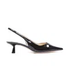 Jimmy Choo Pearl Detail Kitten Heel Pointed Toe Pumps In Black