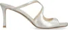 Jimmy Choo Grey Champagne Leather Anise 75 Sandals In Nude & Neutrals