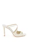 Jimmy Choo Beaded Square-headed High-heeled Sandals In White