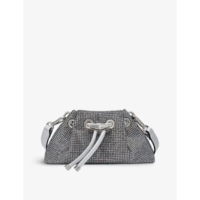 Jimmy Choo Cinch Satin Shoulder Bag In Ash/antique Silver
