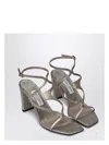 Jimmy Choo Sandal Metallic Leather Ankle Strap In Gray