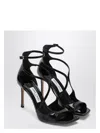 Jimmy Choo Womens Black Azia 110 Strappy Patent Leather Sandals In Black