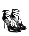 Jimmy Choo Womens Black Azia 110 Strappy Patent Leather Sandals In Black