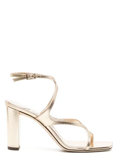 Jimmy Choo Azie 85mm Metallic Sandals In Gold