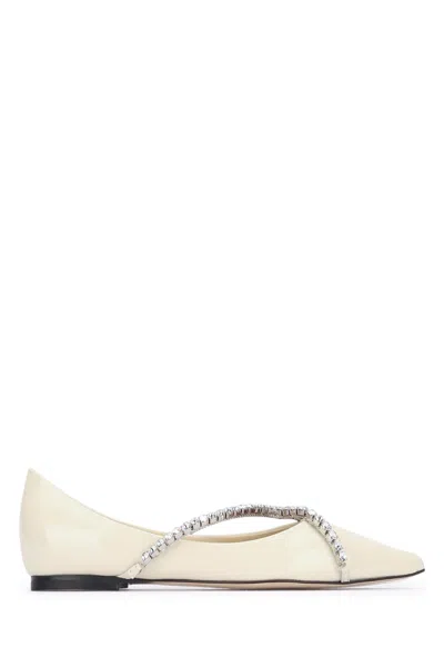 Jimmy Choo Genevi Patent Flat In White