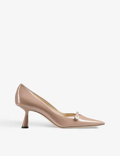 JIMMY CHOO WOMENS JIMMY CHOO ROSALIA 65 PEARL-EMBELLISHED PATENT-LEATHER COURTS,62805422