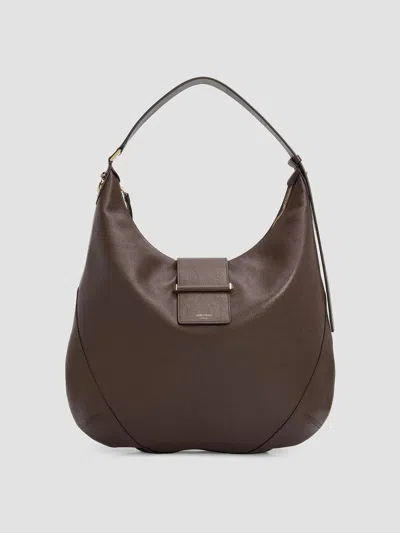 Jimmy Choo Women's Bar Hobo Medium Leather Shoulder Bag In Chocolate Shiny Gold