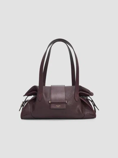 Jimmy Choo Women's Bar Leather Shoulder Bag In Deep Merlot Shiny Gold