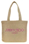 Jimmy Choo Gold Rafia Mini Beach Shopping Bag In Gold