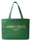 Jimmy Choo Logo Embroidered Woven Tote Bag