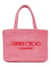 Jimmy Choo Beach Mini Raffia Tote Bag In Candypink