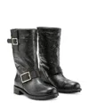 Jimmy Choo Black Leather Biker Boots In Black