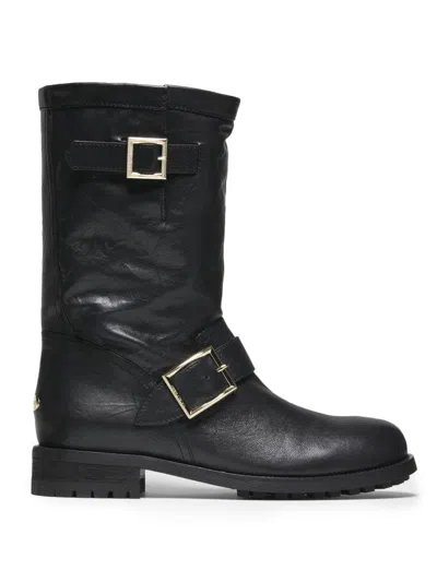 Jimmy Choo Women's Biker Mid Leather Boots In Black