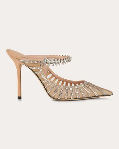 Jimmy Choo Women's Bing 100 Crystal-embellished Suede Mesh Mule In Pink