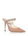 Jimmy Choo Womens Ballet Pink Bing 100 Crystal-embellished Patent-leather Heeled Mules In Ballet Pink Patent Leather