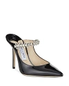 Jimmy Choo Bing 100 Crystal-embellished Patent-leather Mules In Black Patent Leather