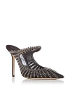 Jimmy Choo Women's Bing 100 Embellished High Heel Mules In Black/smoke Mix