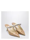 Jimmy Choo Womens Ballet Pink Bing 100 Crystal-embellished Patent-leather Heeled Mules In Brown