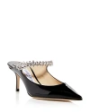 Jimmy Choo Bing 65 Embellished Patent Leather Mules In Black