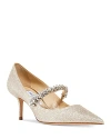 Jimmy Choo Women's Bing 65 Glitter Pointed Toe Pumps In Platinum Ice