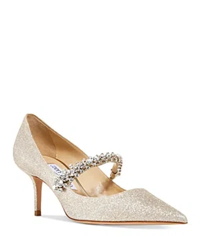 Jimmy Choo Women's Bing 65 Glitter Pointed Toe Pumps In Platinum Ice