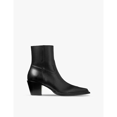 JIMMY CHOO WOMENS BLACK CECE 60 LEATHER HEELED ANKLE BOOTS EUR 38/5 UK