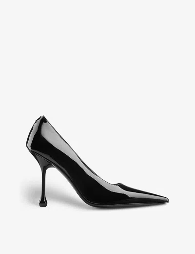 JIMMY CHOO WOMENS BLACK IXIA TONAL-STITCHING LEATHER HEELED COURTS EUR 37 / 4 UK