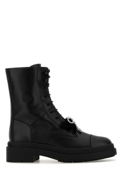 Jimmy Choo Averi Bow Leather Boots In Black