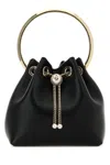 Jimmy Choo Leather Bucket Bag Chain Detail In Black