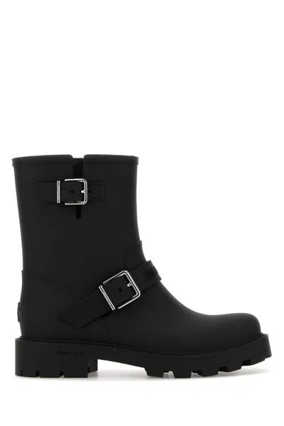 Jimmy Choo Women Black Rubber Biker Rain Ankle Boots